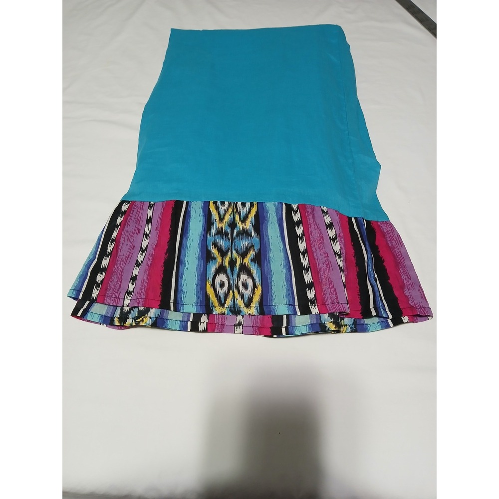 Apollo Womens Turquoise Tribal Ikat Print Halter V-Neck Open Back Maxi Dress M - Picture 14 of 14